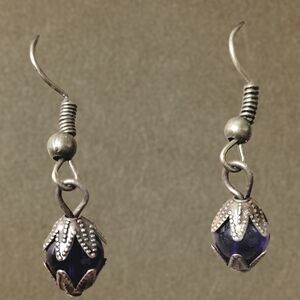 Elegant Brass and Purple Drop Earrings